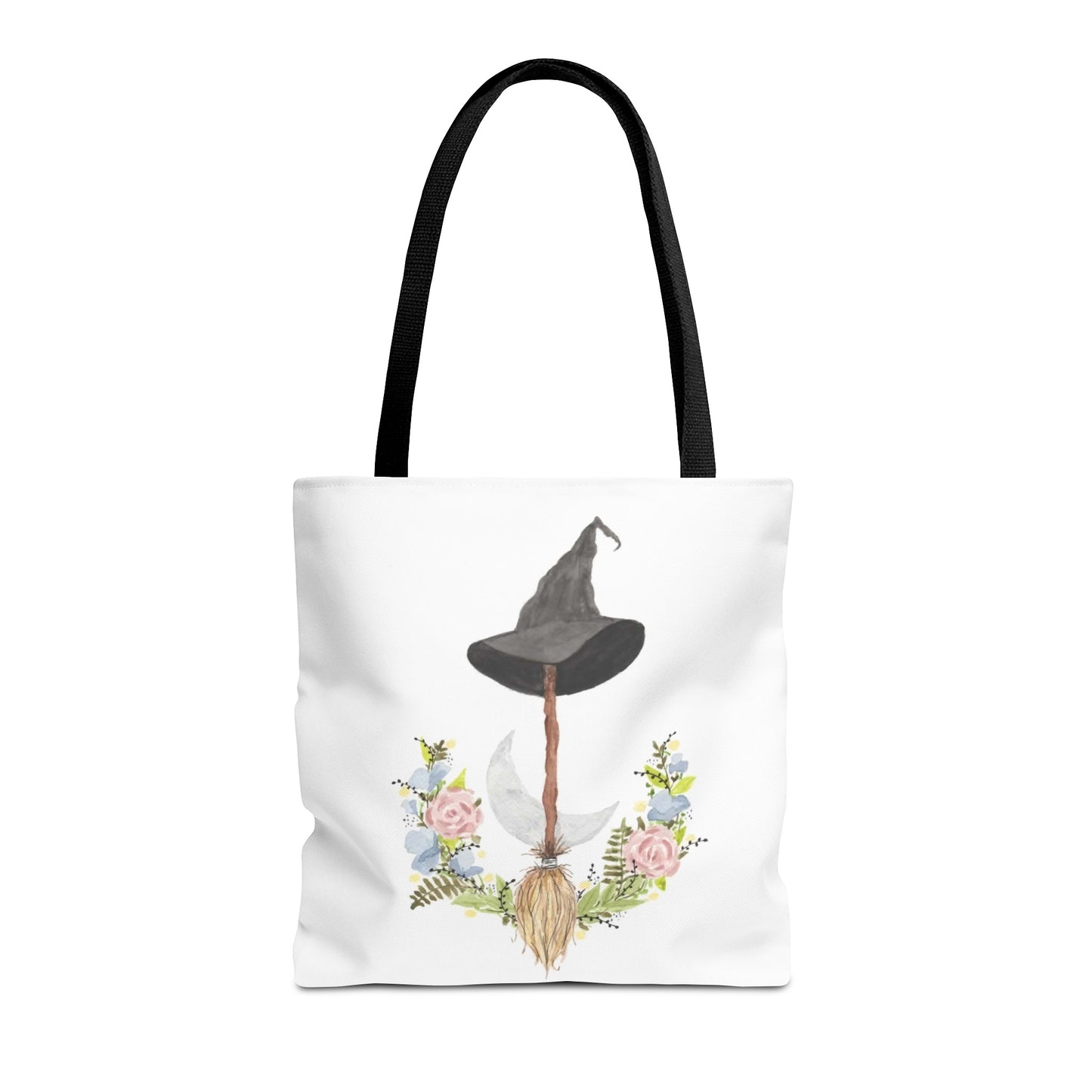 Watercolor Witchy Broomstick Tote Bag
