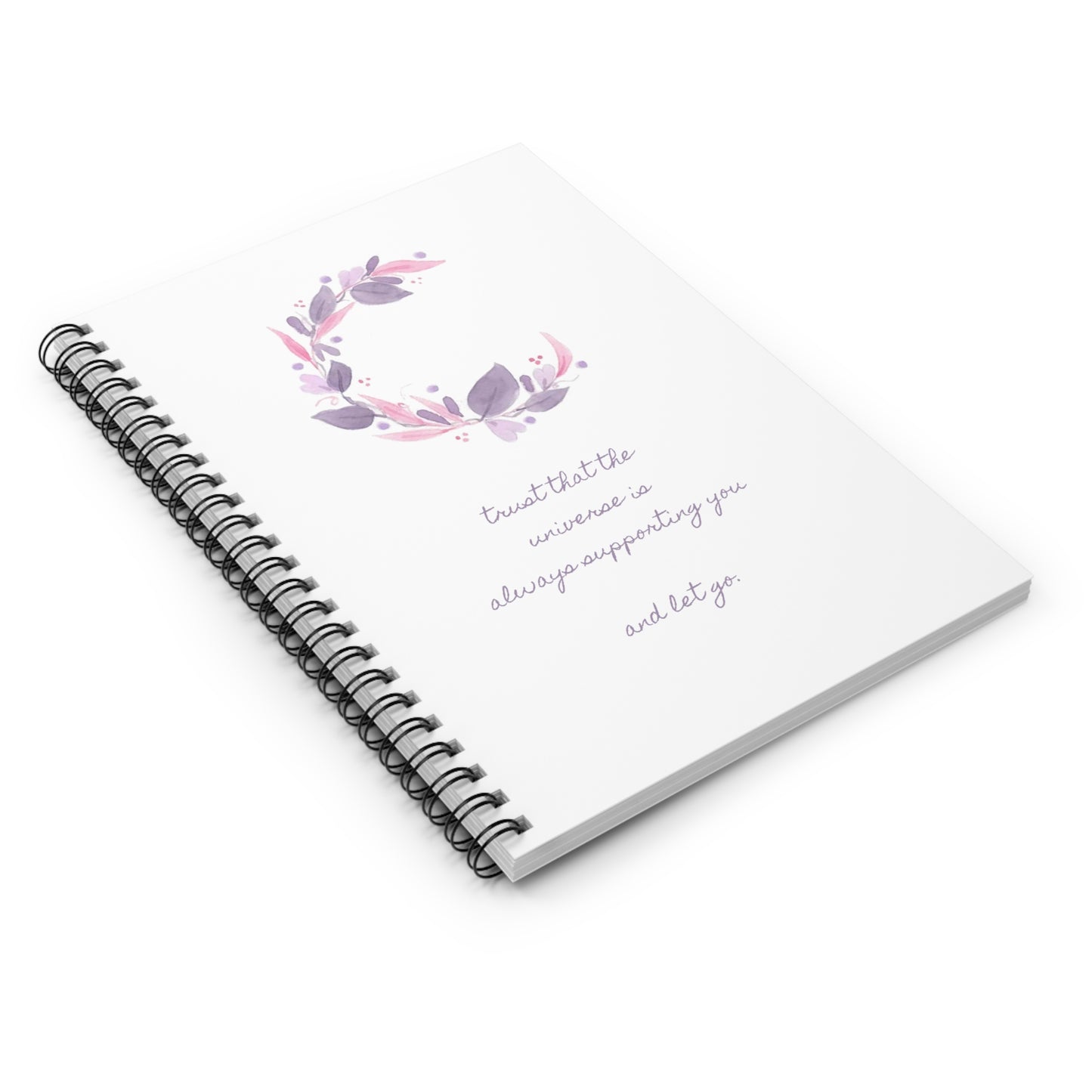 Watercolor Floral Moon Spiral Notebook - Ruled Line