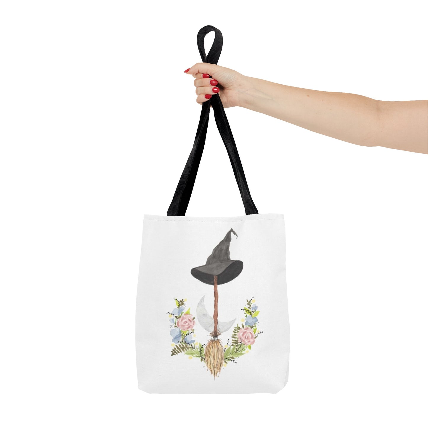 Watercolor Witchy Broomstick Tote Bag