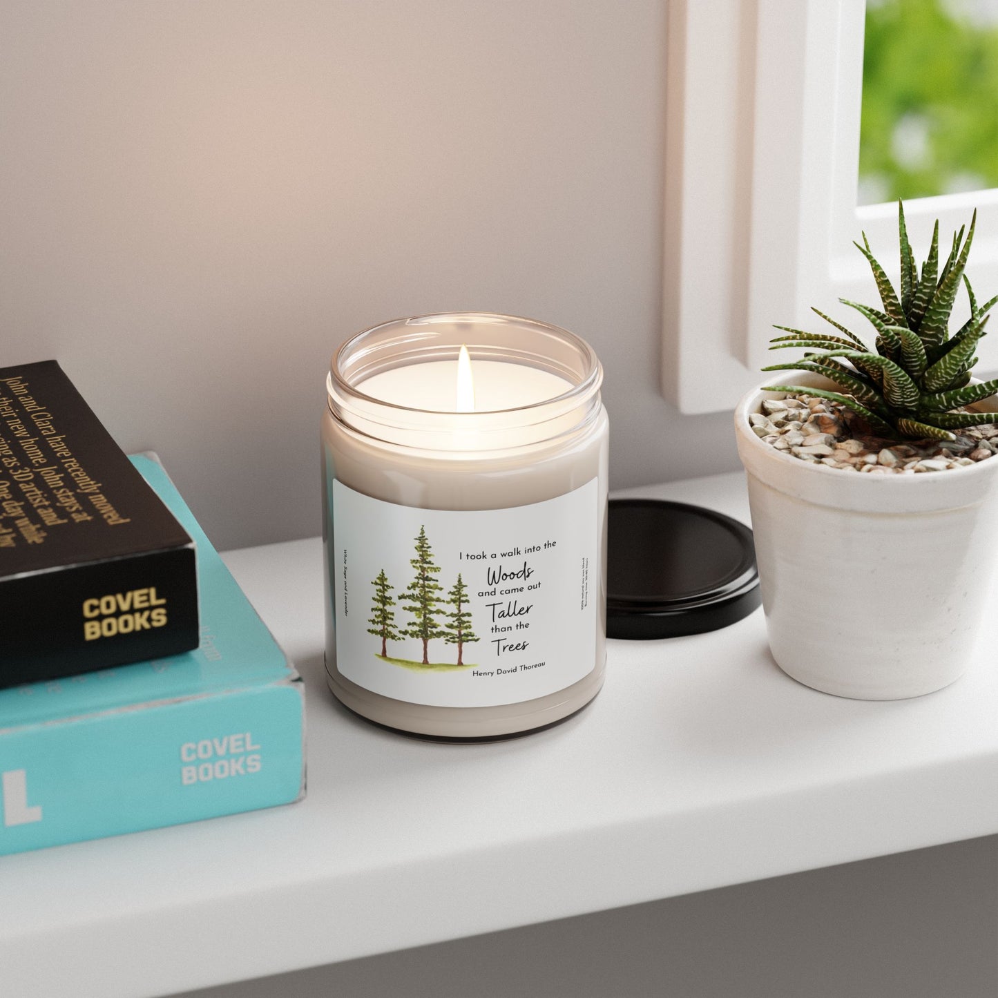 Watercolor Pine Trees Scented Soy Candle, 9oz