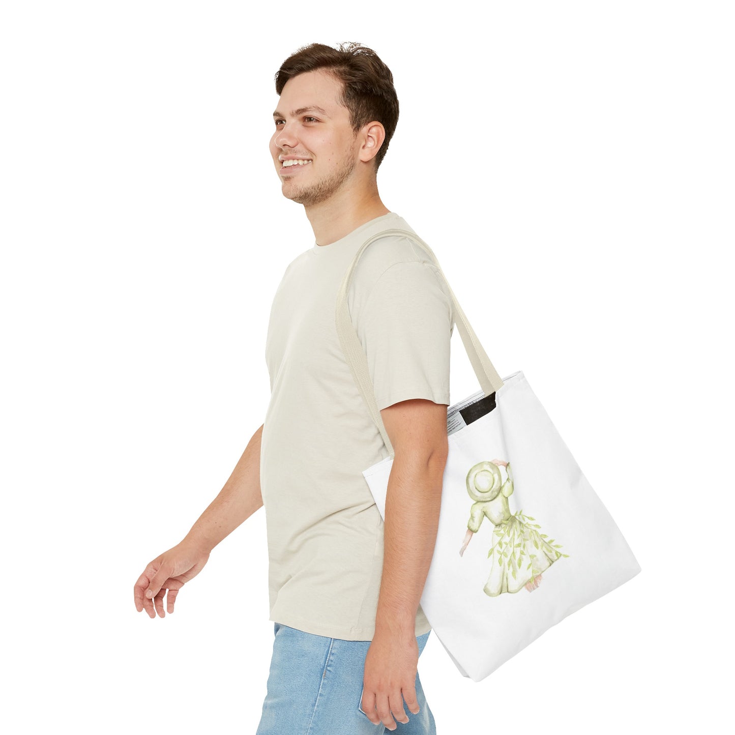 Watercolor Green Girl Tote Bag