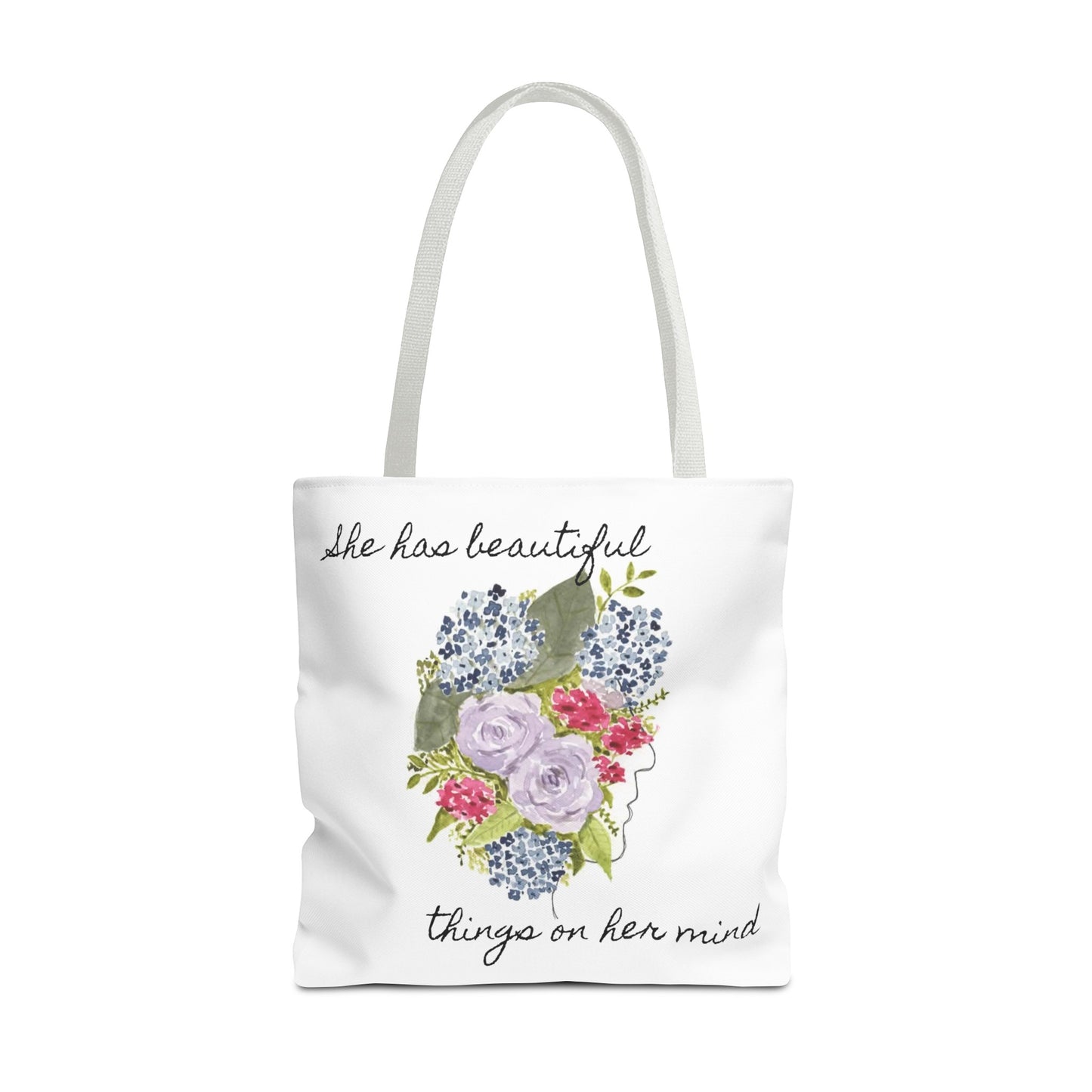 Watercolor "She Has Beautiful Things on Her Mind" Tote Bag