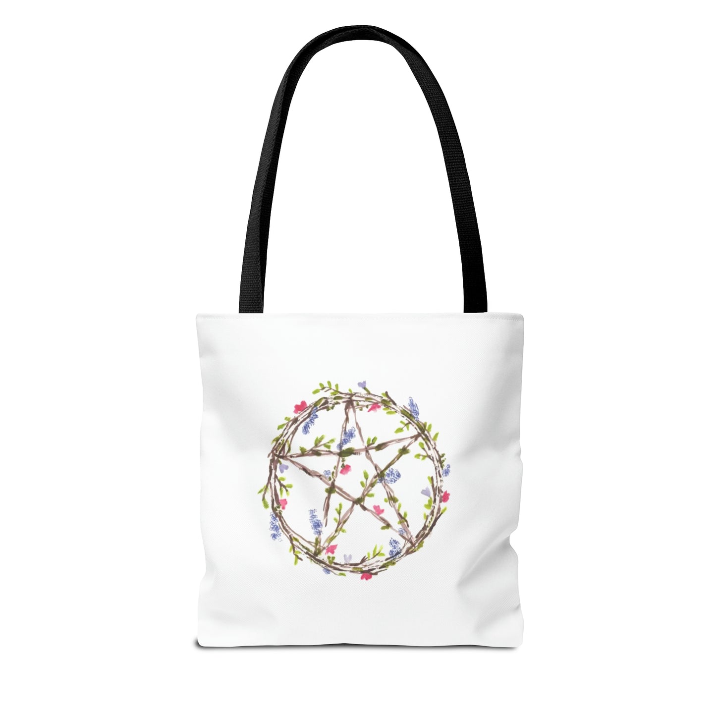 Watercolor Floral Pentacle Tote Bag