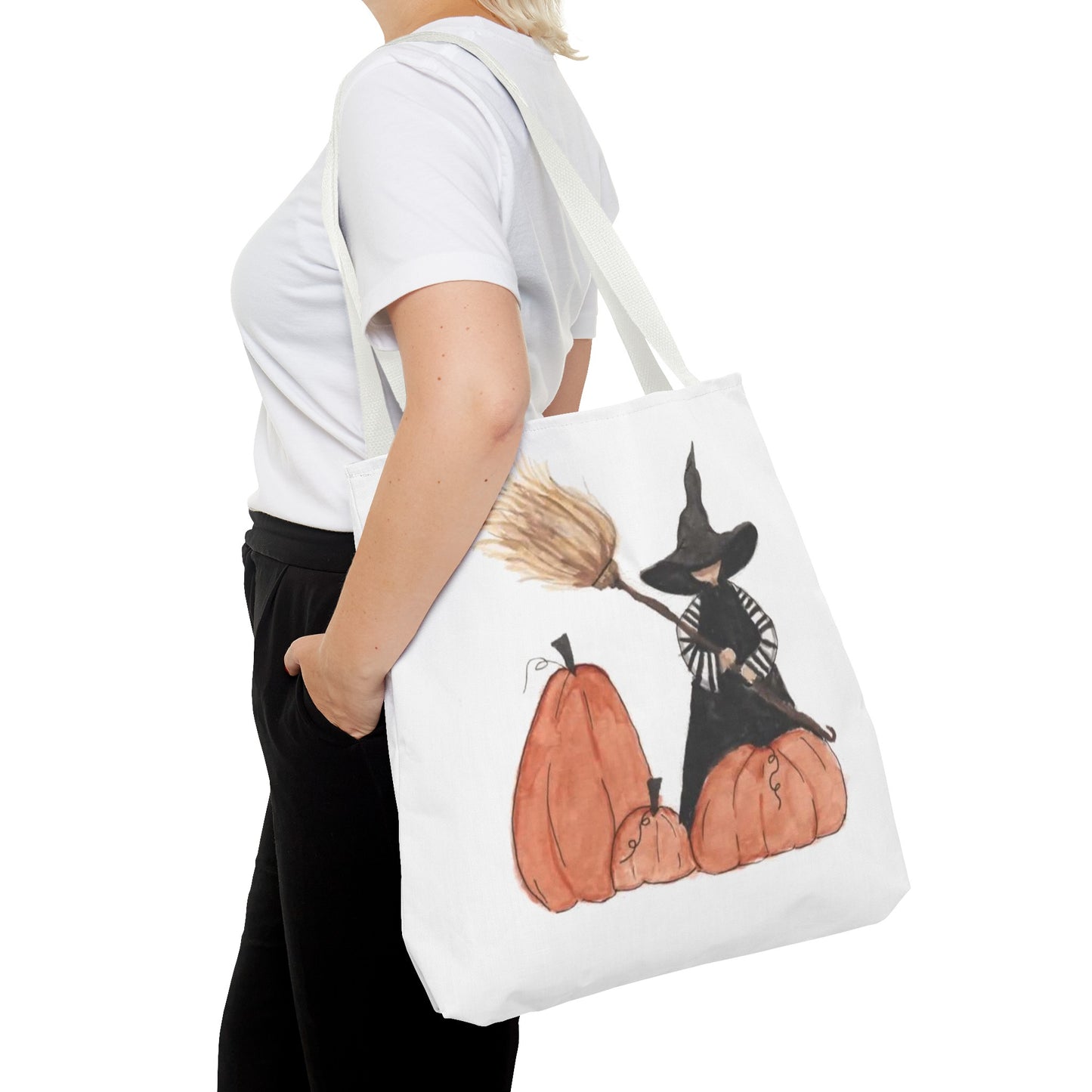 Halloween Watercolor Lil Witch Tote Bag
