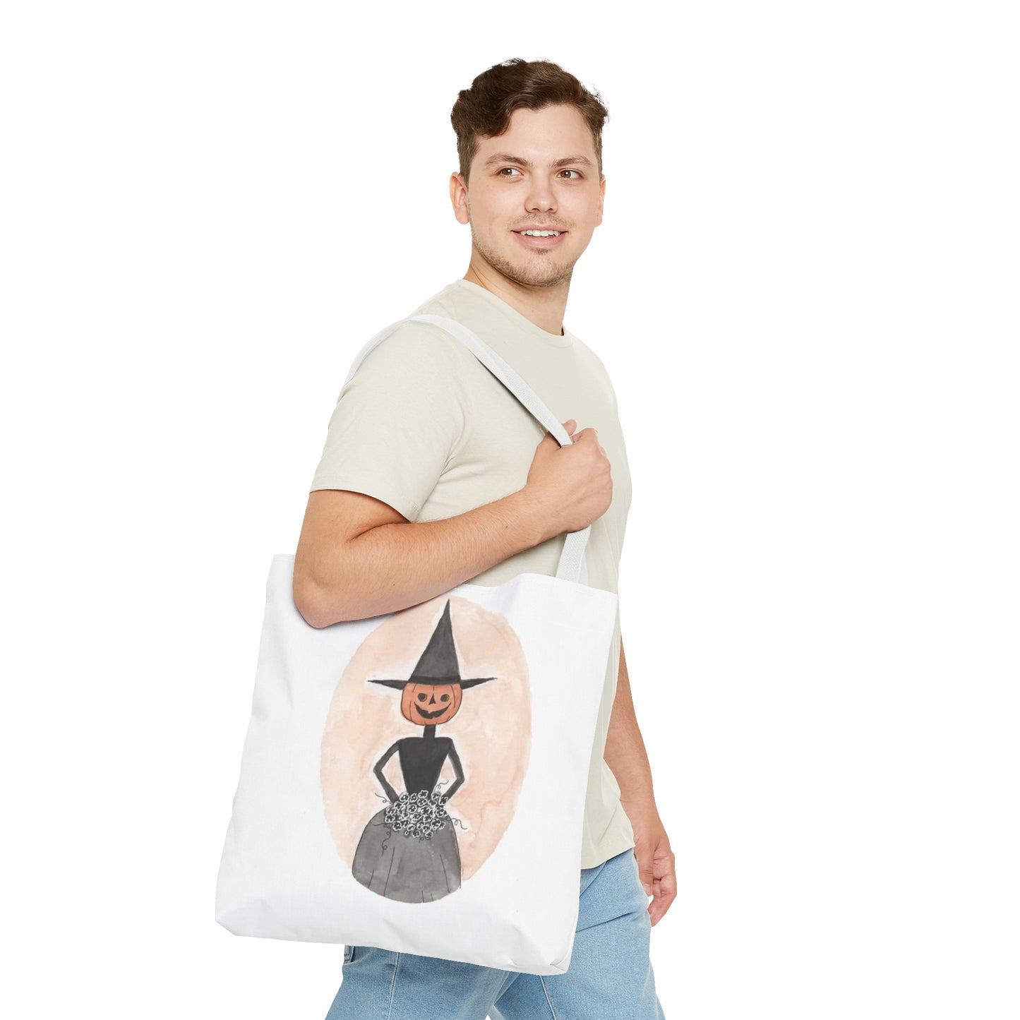Halloween Watercolor Proper Pumpkin Lady Tote Bag