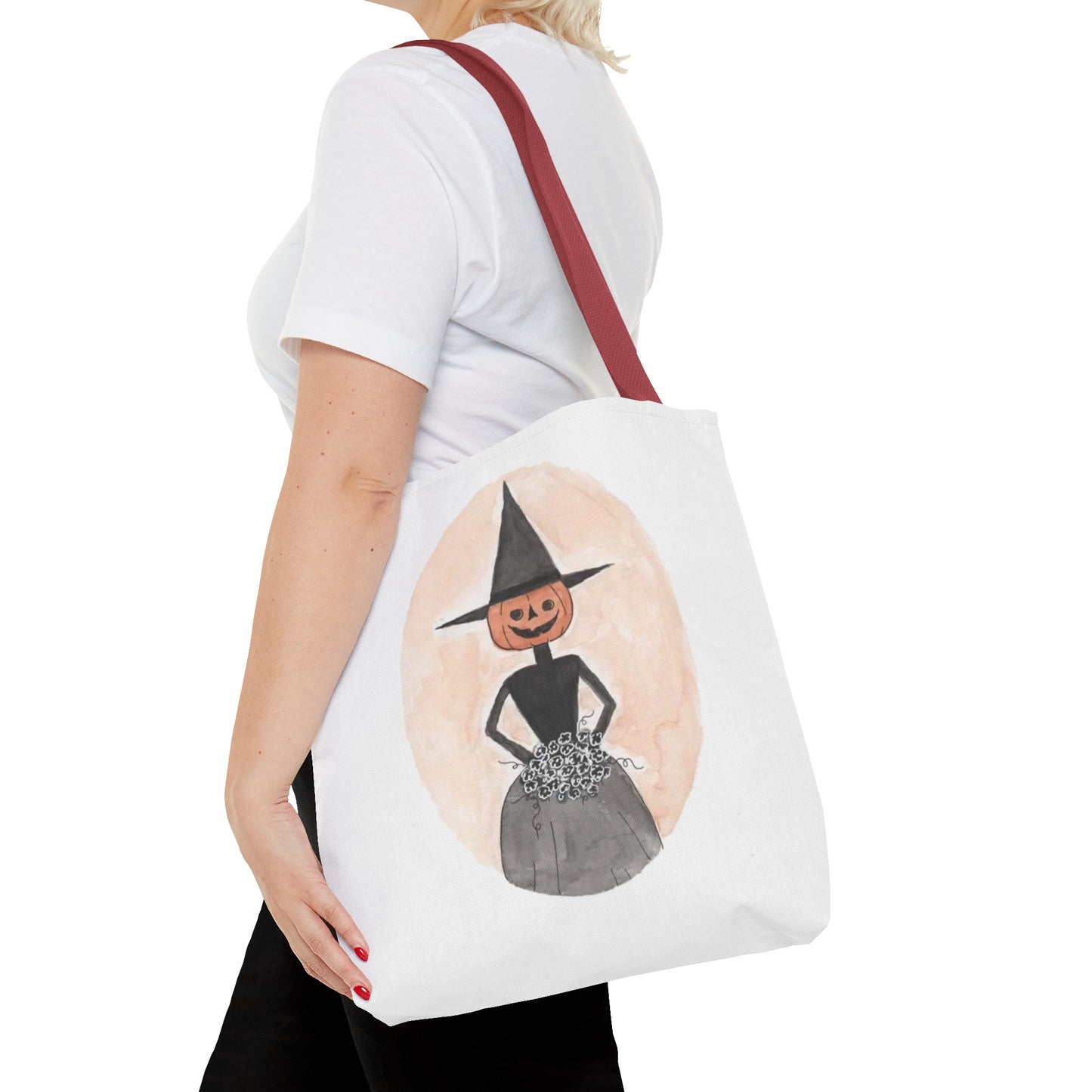 Halloween Watercolor Proper Pumpkin Lady Tote Bag