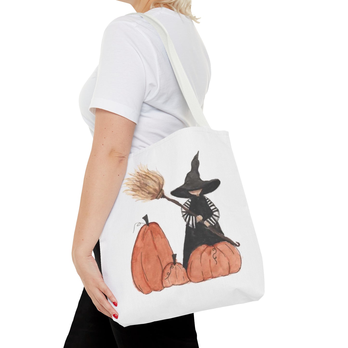 Halloween Watercolor Lil Witch Tote Bag