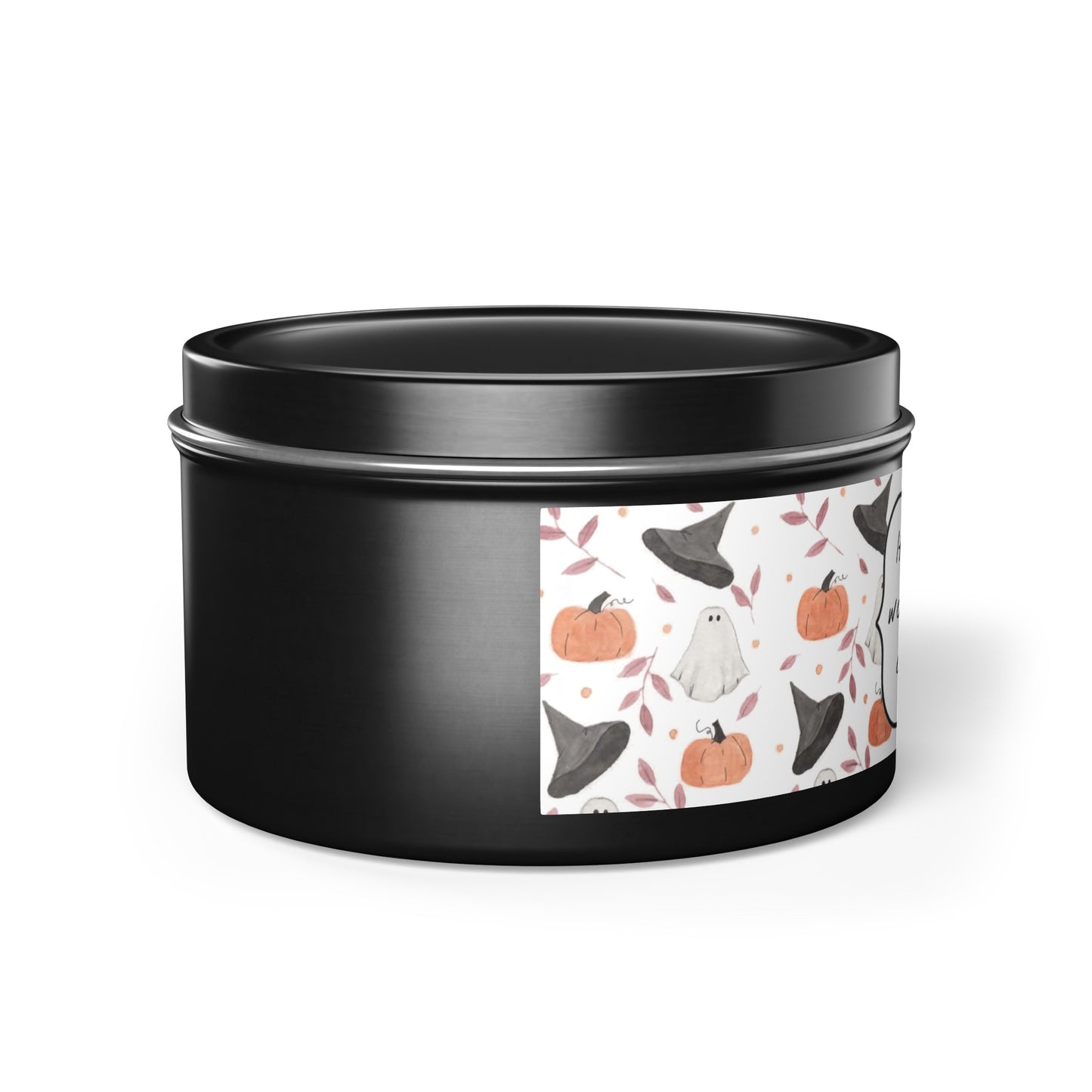 Halloween Watercolor Pattern "Most Wonderful Time of the Year" Tin Candles