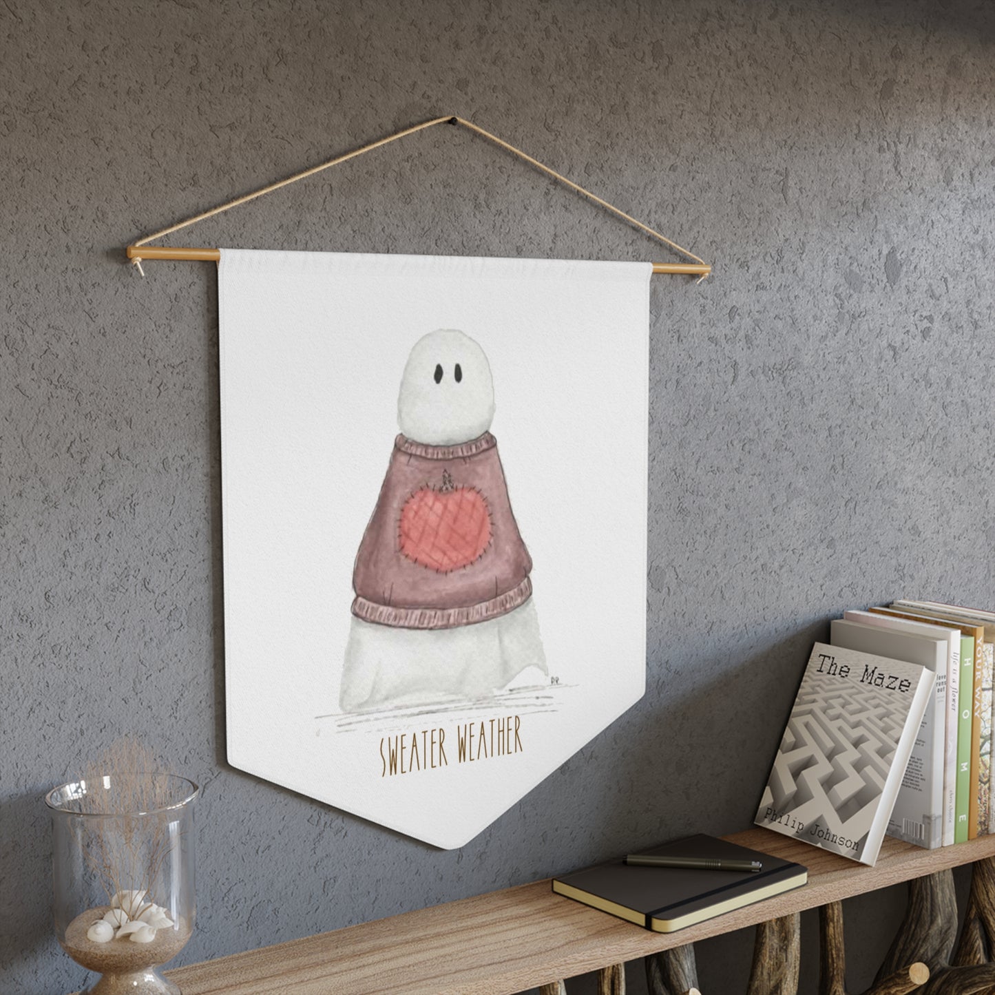 Watercolor Sweater Weather Ghost Pennant