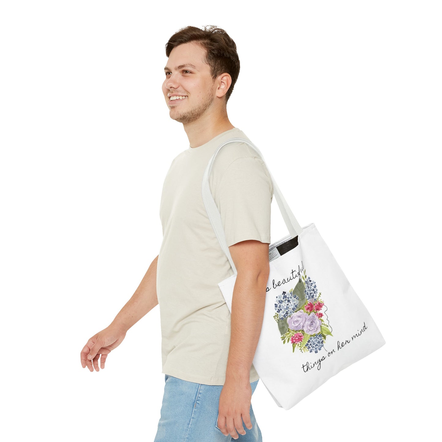 Watercolor "She Has Beautiful Things on Her Mind" Tote Bag
