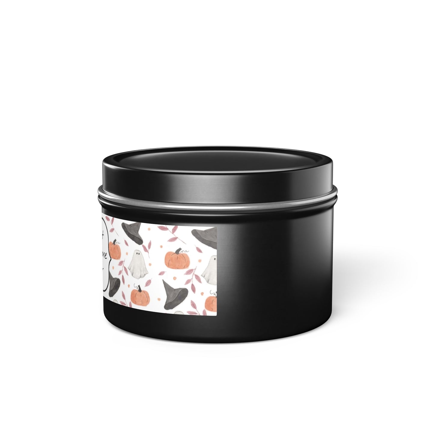 Halloween Watercolor Pattern "Most Wonderful Time of the Year" Tin Candles
