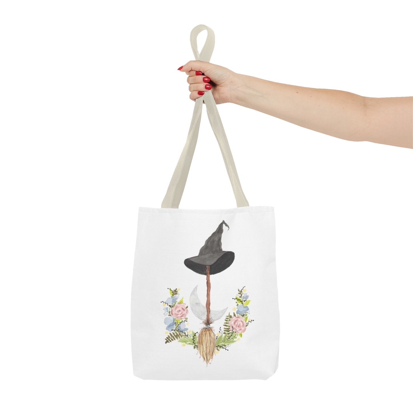 Watercolor Witchy Broomstick Tote Bag