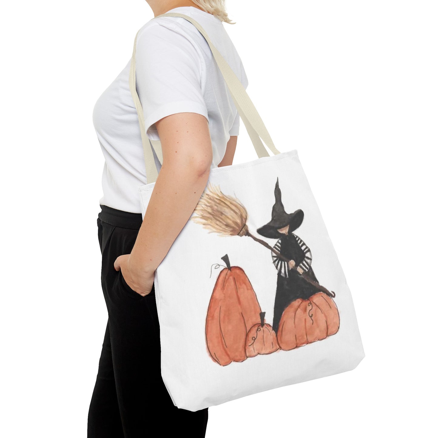 Halloween Watercolor Lil Witch Tote Bag