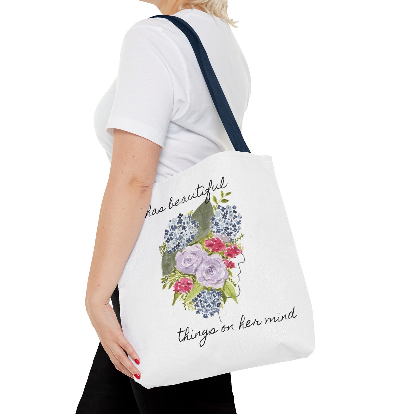 Watercolor "She Has Beautiful Things on Her Mind" Tote Bag