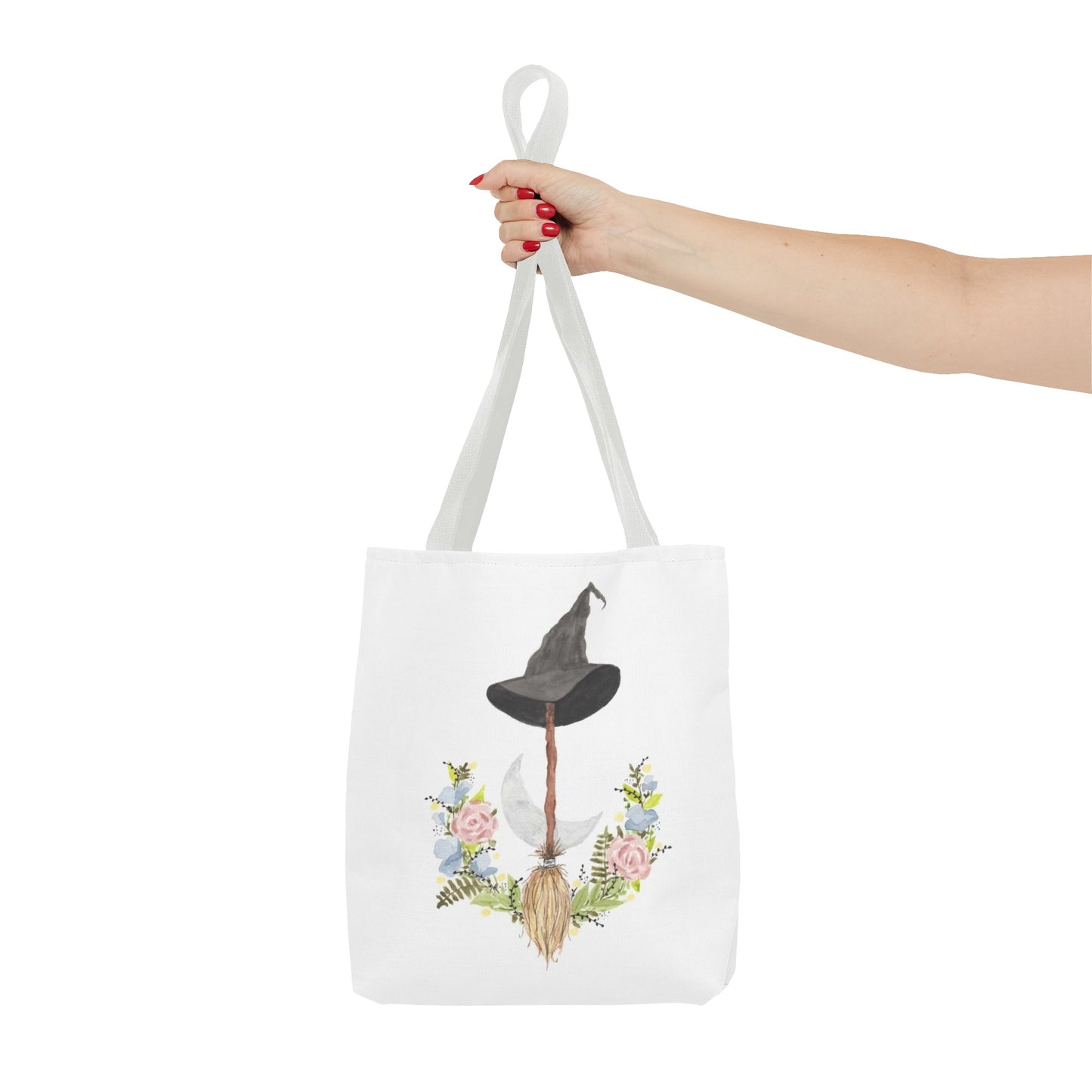 Watercolor Witchy Broomstick Tote Bag