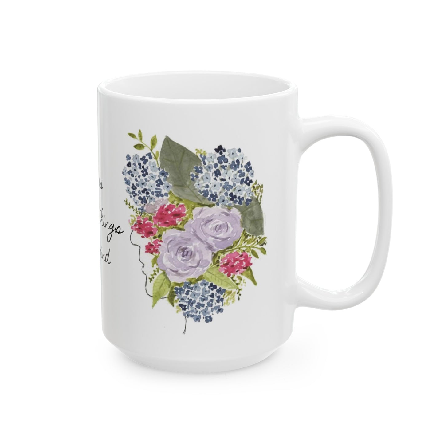 Watercolor "She Has Beautiful Things on Her Mind" Ceramic Mug, (11oz, 15oz)