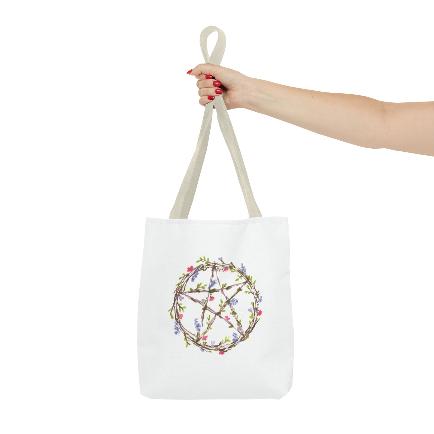 Watercolor Floral Pentacle Tote Bag