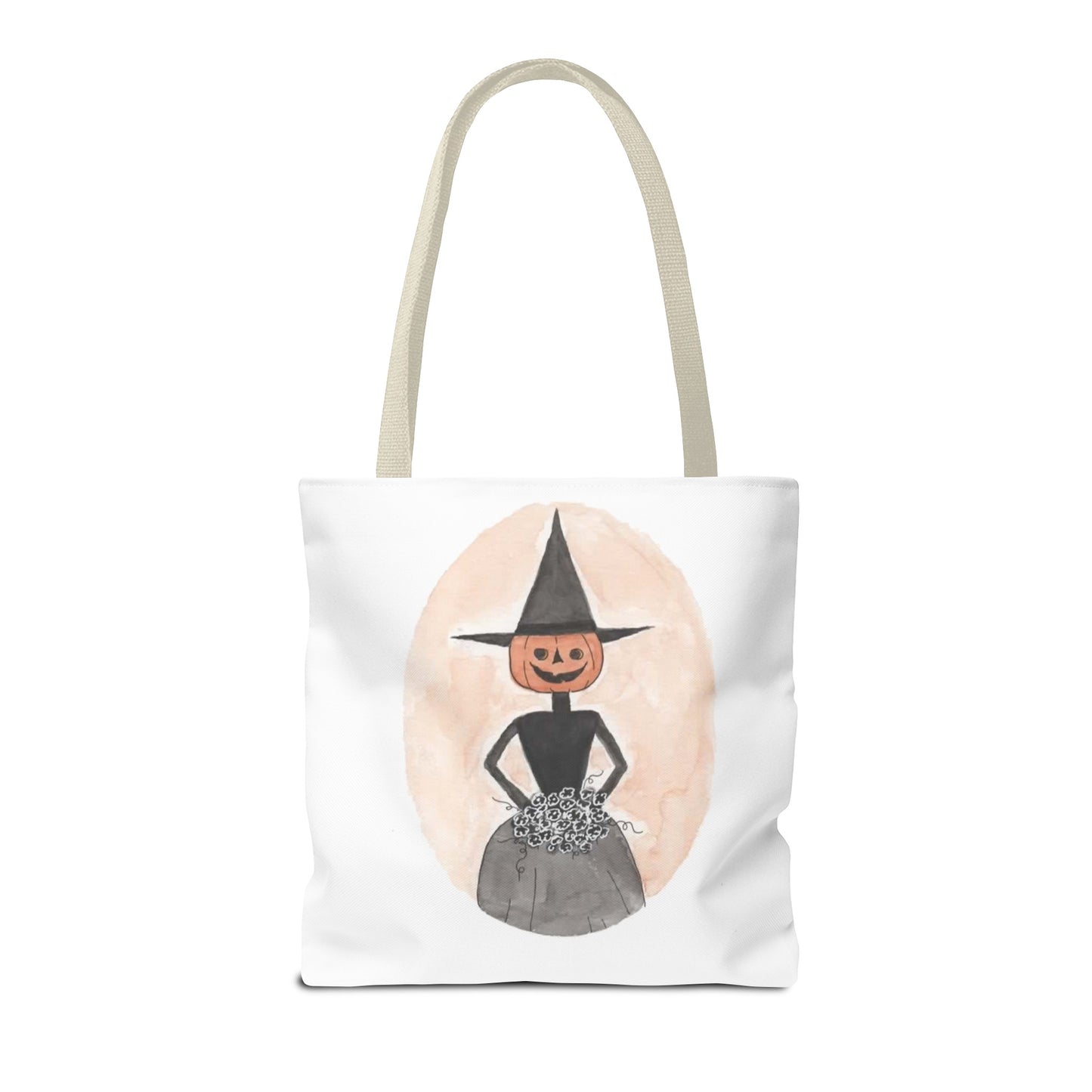 Halloween Watercolor Proper Pumpkin Lady Tote Bag