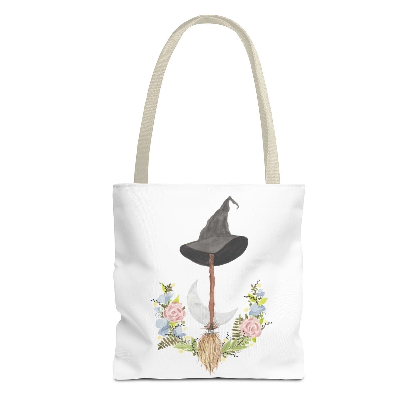 Watercolor Witchy Broomstick Tote Bag