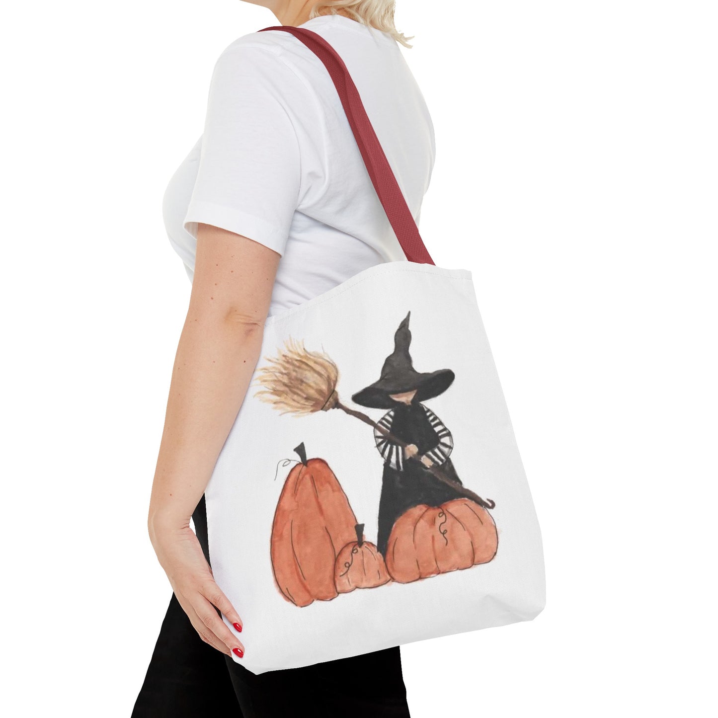 Halloween Watercolor Lil Witch Tote Bag