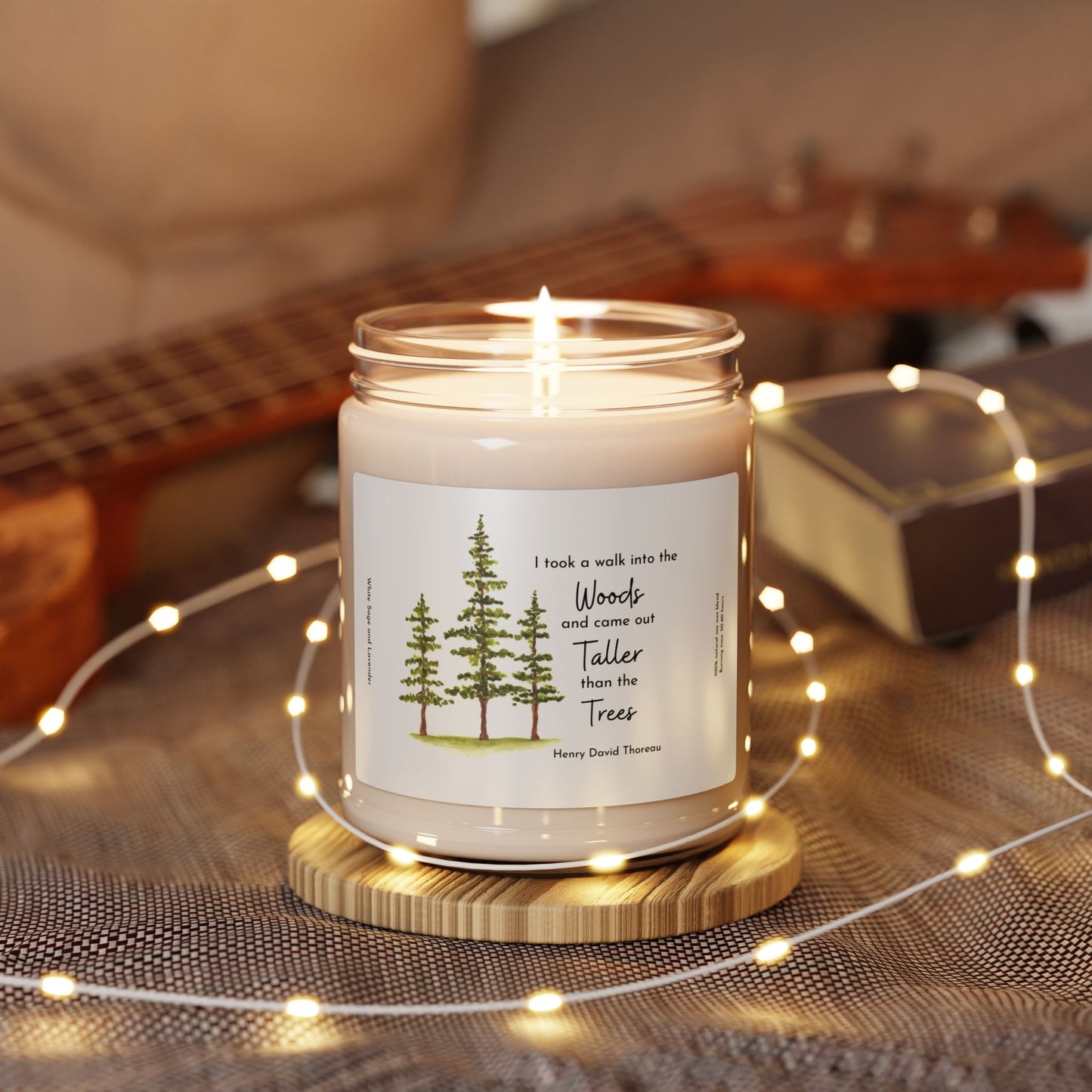 Watercolor Pine Trees Scented Soy Candle, 9oz