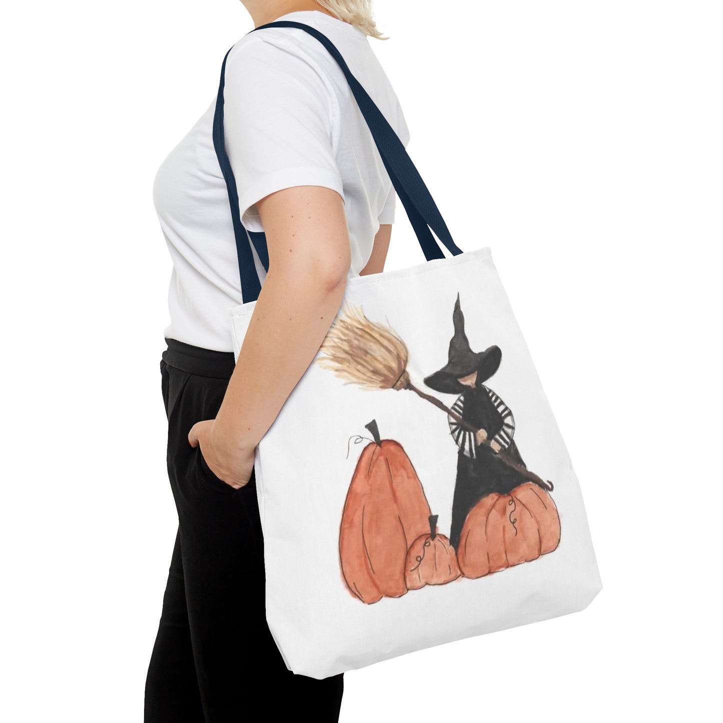 Halloween Watercolor Lil Witch Tote Bag