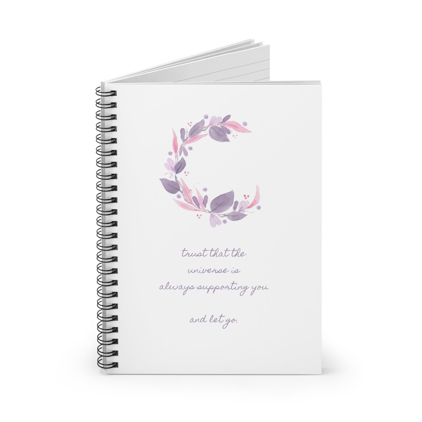 Watercolor Floral Moon Spiral Notebook - Ruled Line