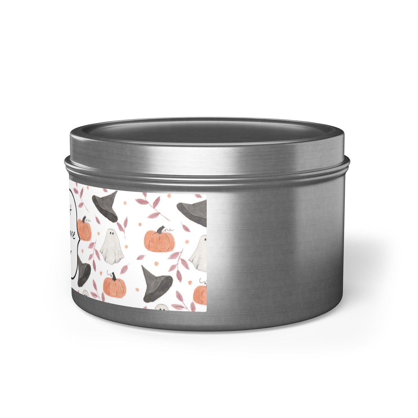 Halloween Watercolor Pattern "Most Wonderful Time of the Year" Tin Candles