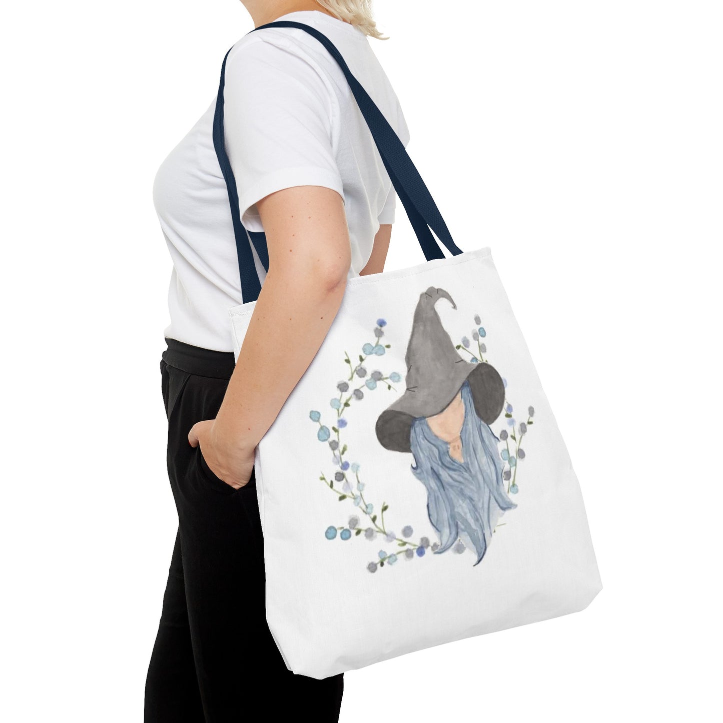 Watercolor Blue Witch Tote Bag