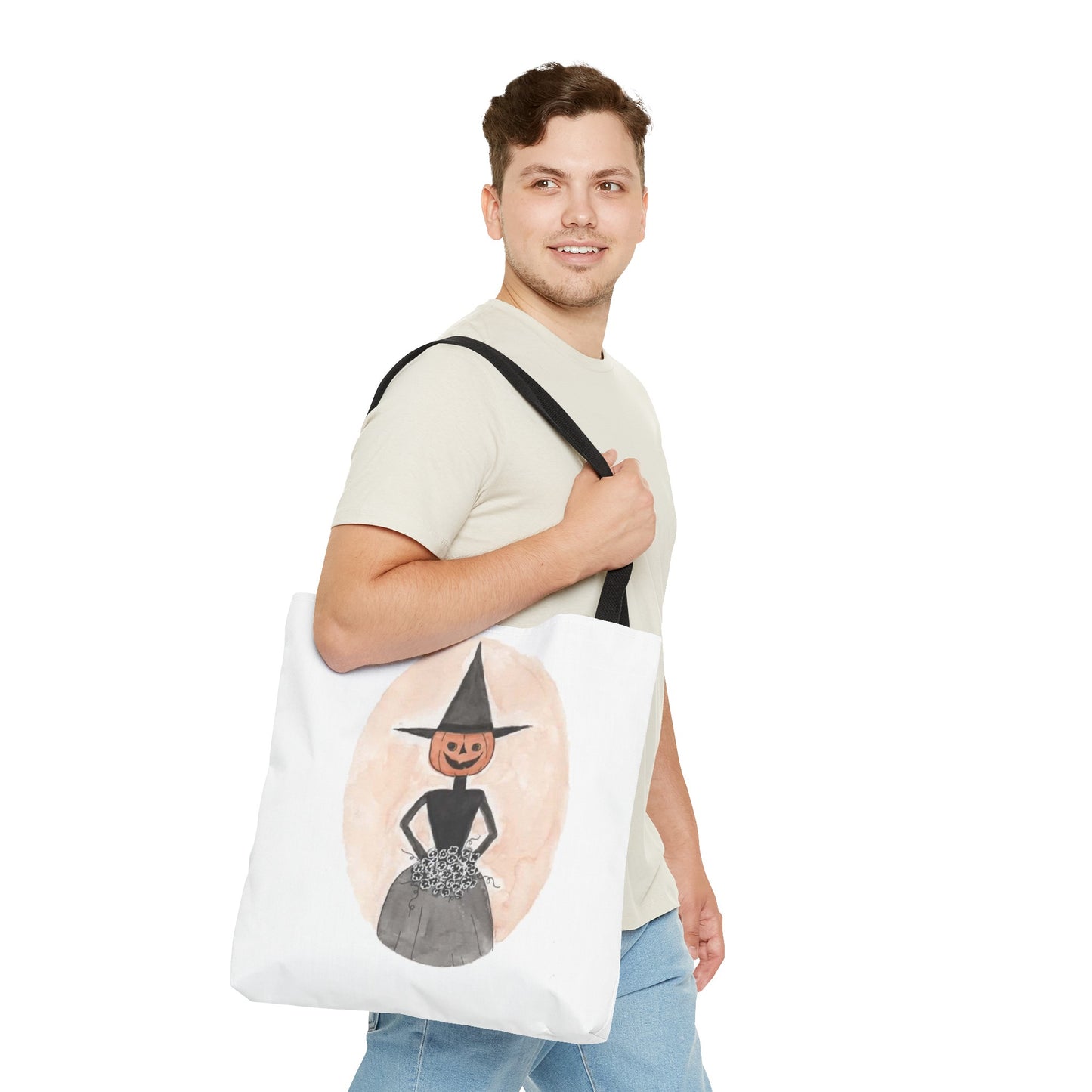 Halloween Watercolor Proper Pumpkin Lady Tote Bag