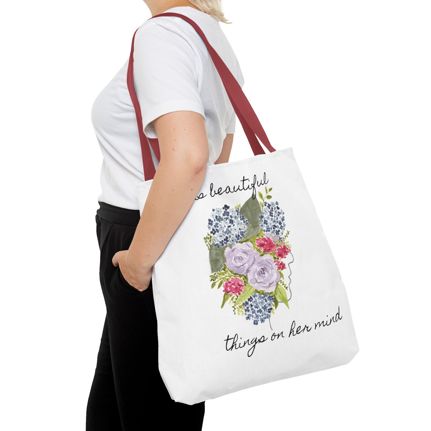 Watercolor "She Has Beautiful Things on Her Mind" Tote Bag