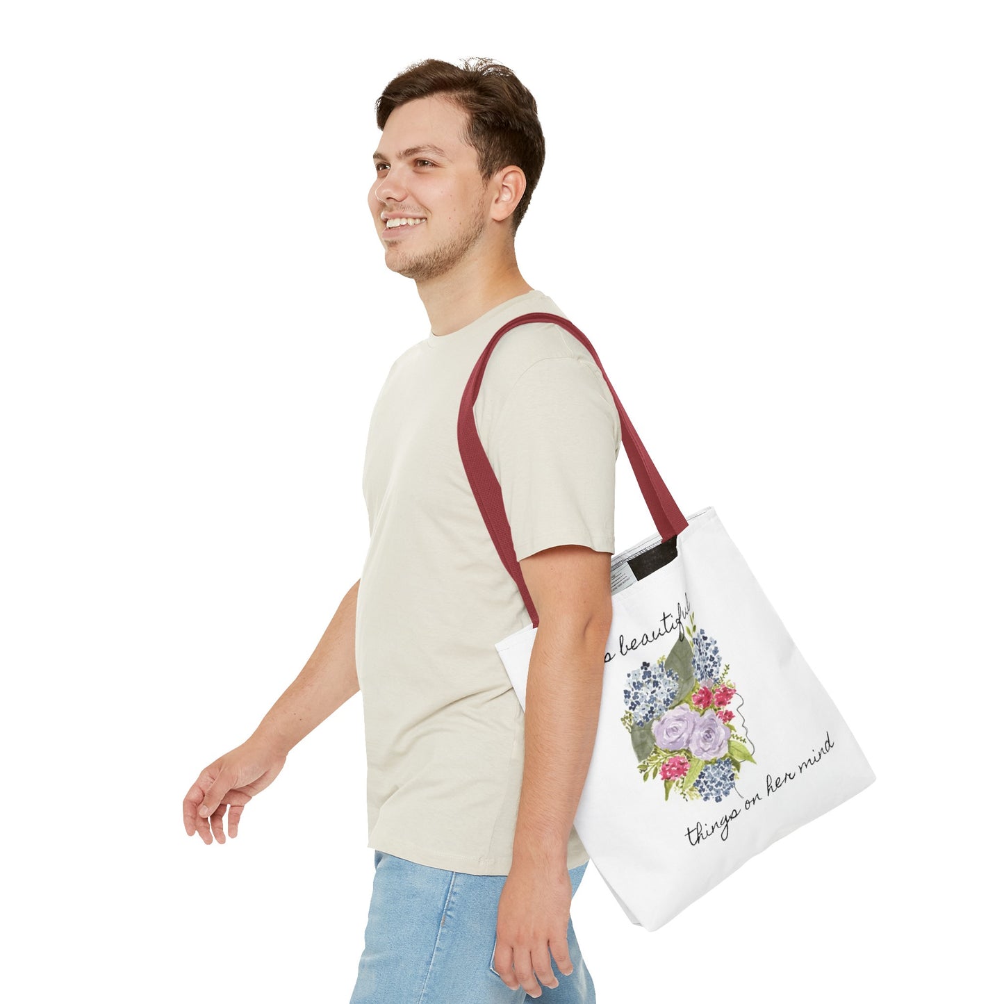Watercolor "She Has Beautiful Things on Her Mind" Tote Bag