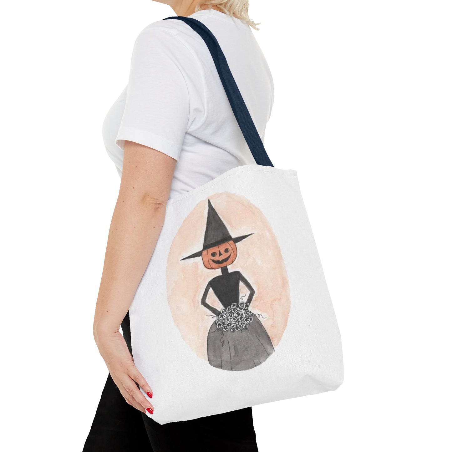Halloween Watercolor Proper Pumpkin Lady Tote Bag