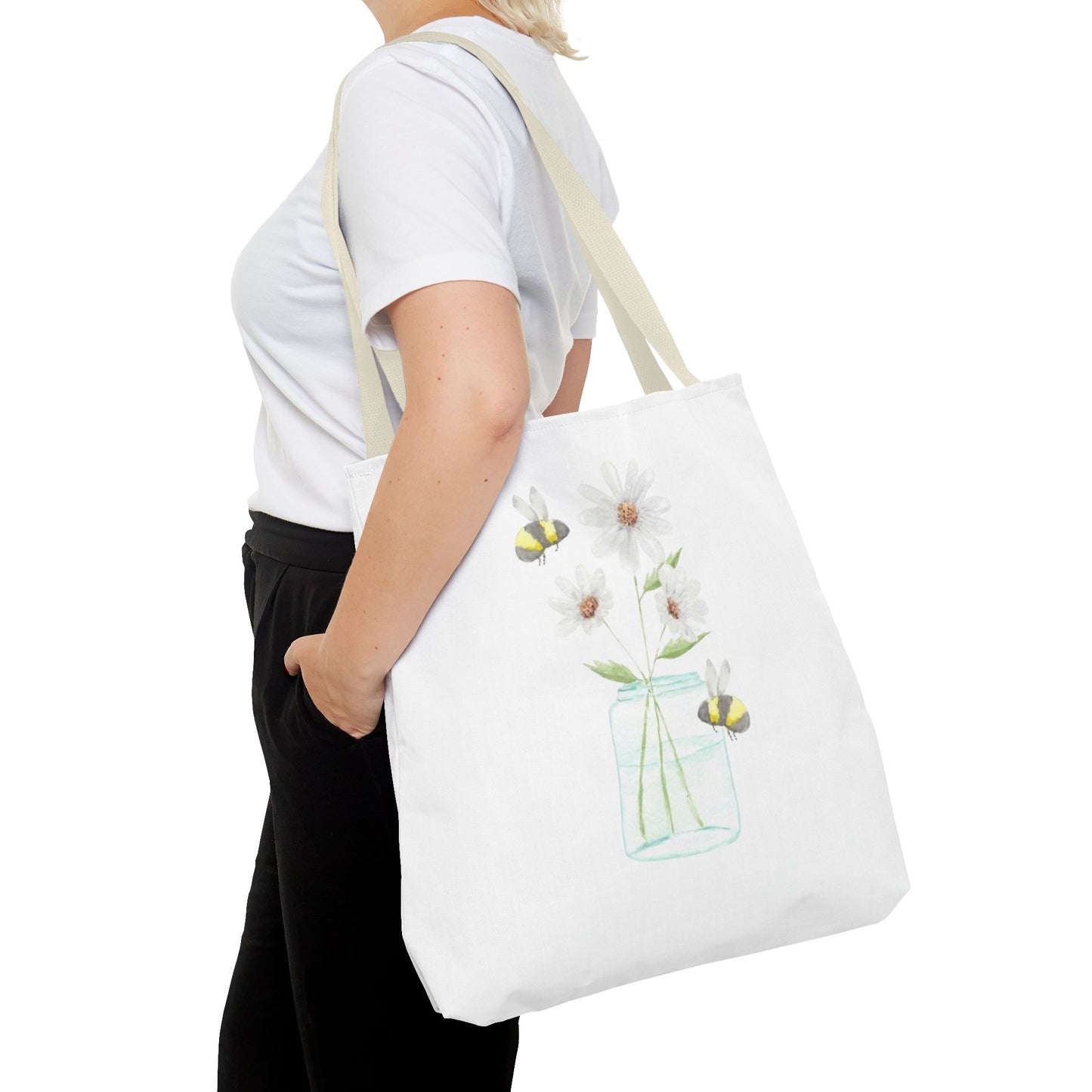 Watercolor Daisies and Bees Tote Bag (AOP)