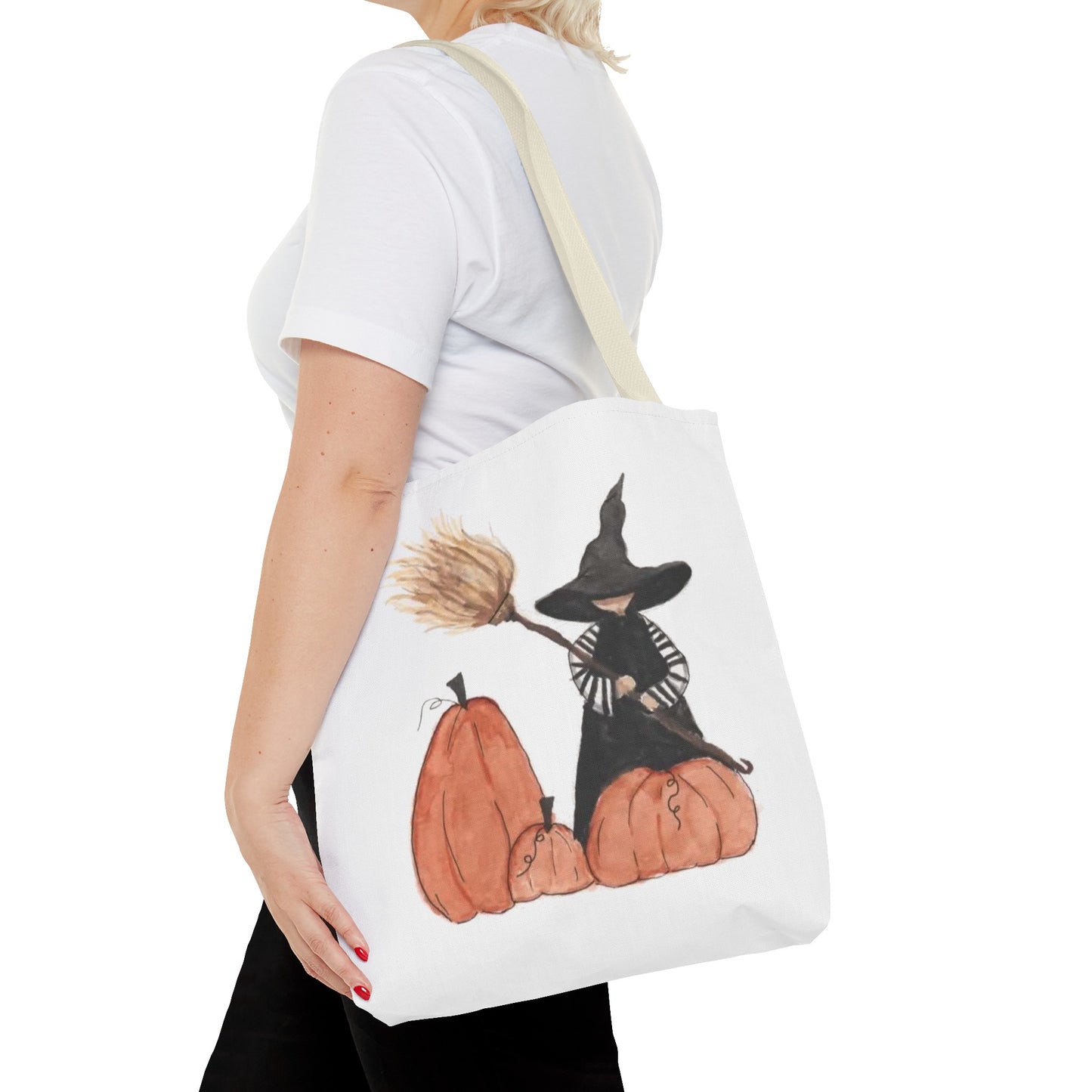Halloween Watercolor Lil Witch Tote Bag