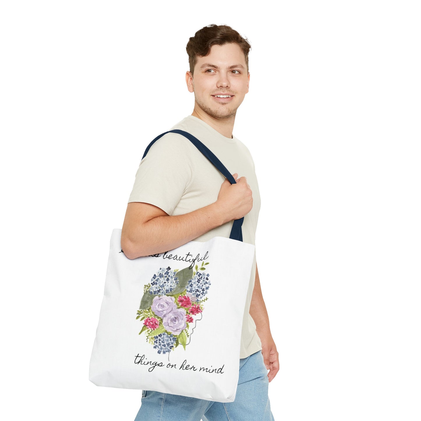 Watercolor "She Has Beautiful Things on Her Mind" Tote Bag