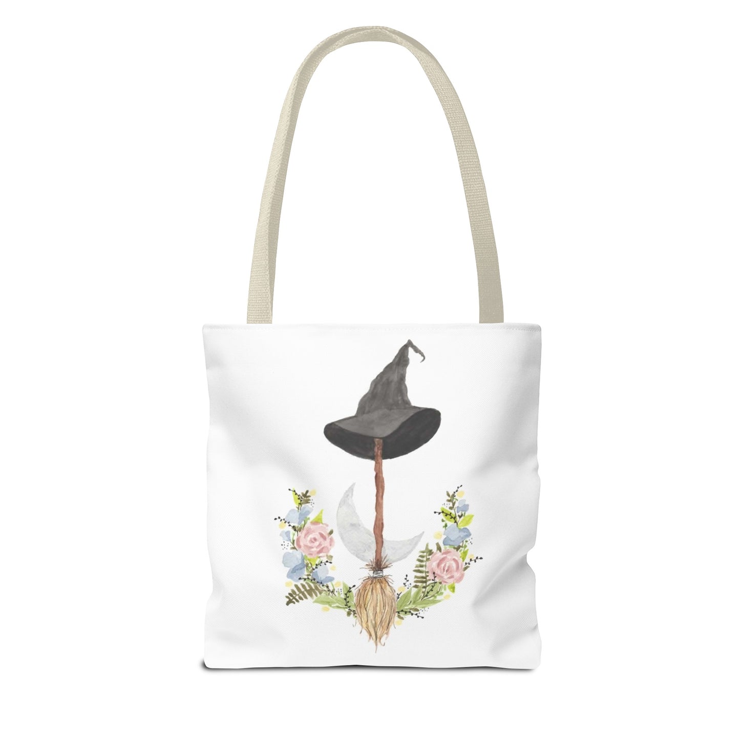 Watercolor Witchy Broomstick Tote Bag
