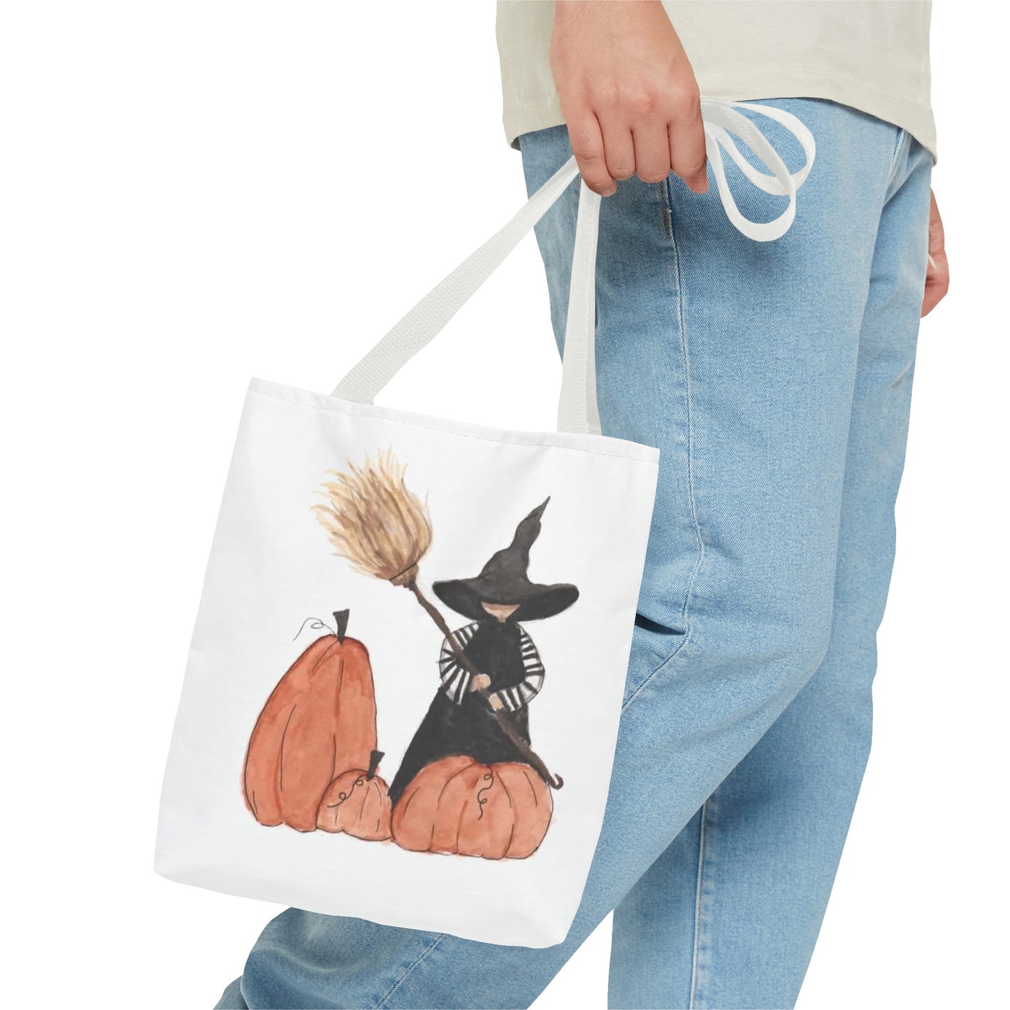 Halloween Watercolor Lil Witch Tote Bag
