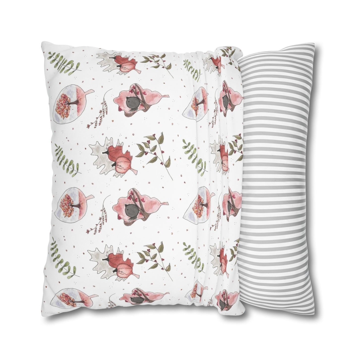 Halloween Watercolor Fall Pattern Square Poly Canvas Pillow Cover - Pillow Not Included -