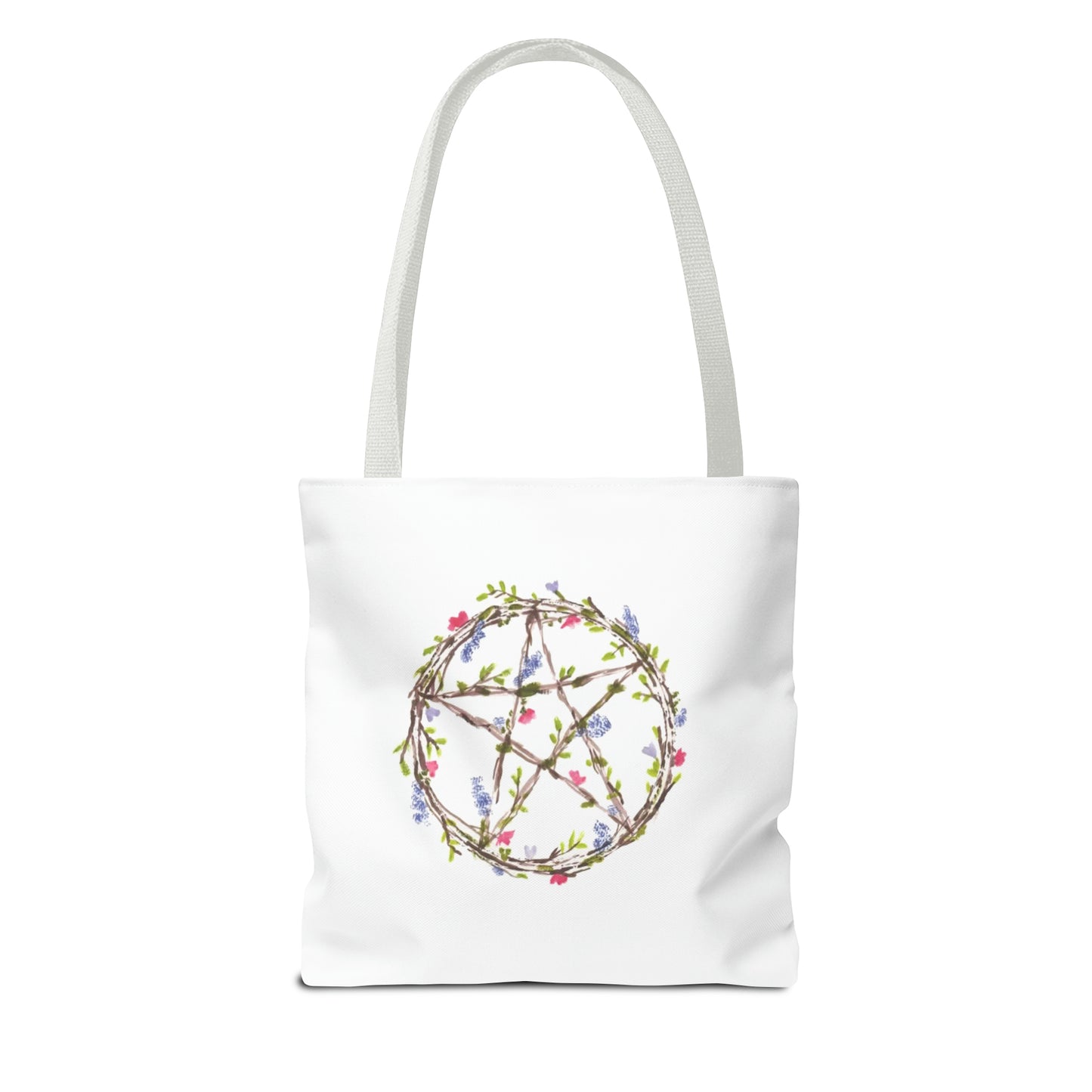Watercolor Floral Pentacle Tote Bag