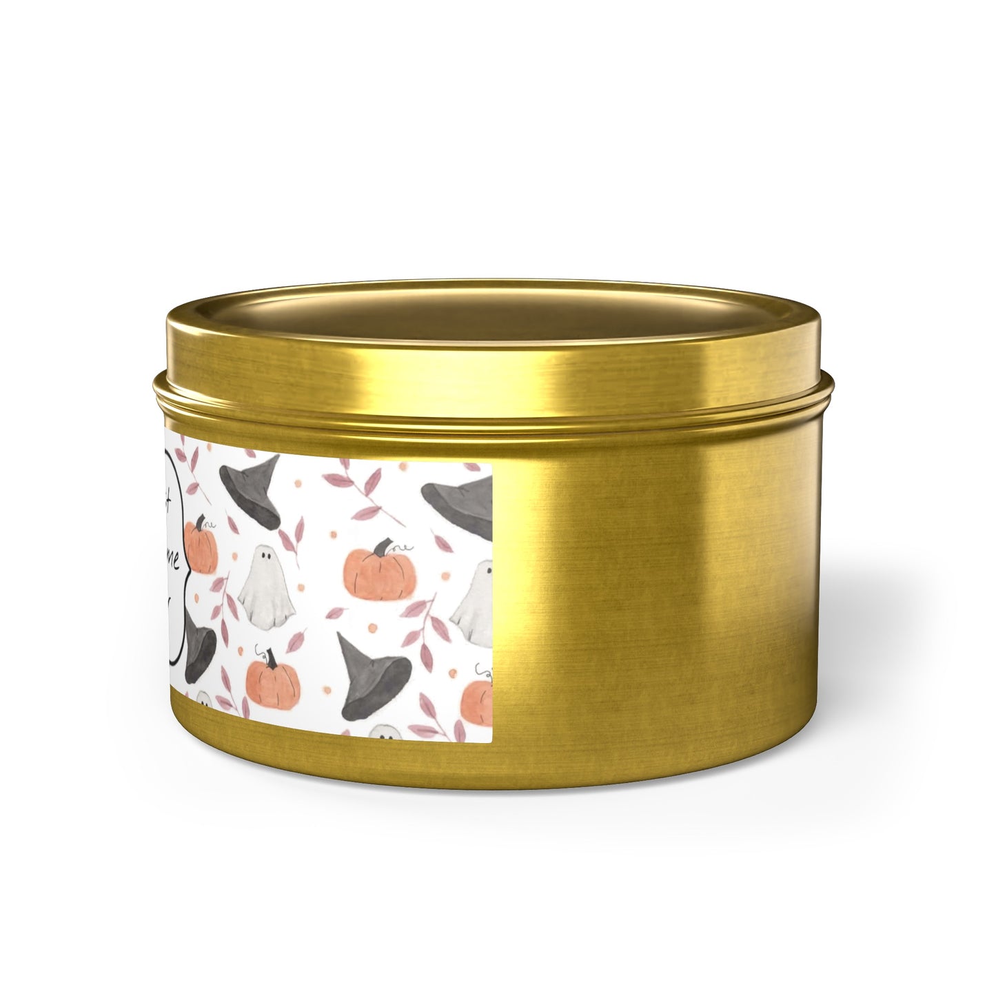 Halloween Watercolor Pattern "Most Wonderful Time of the Year" Tin Candles