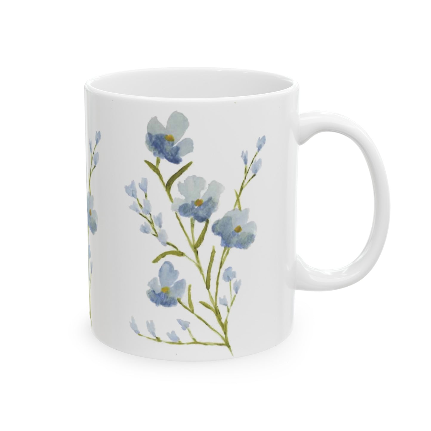 Watercolor Blue Flowers Ceramic Mug