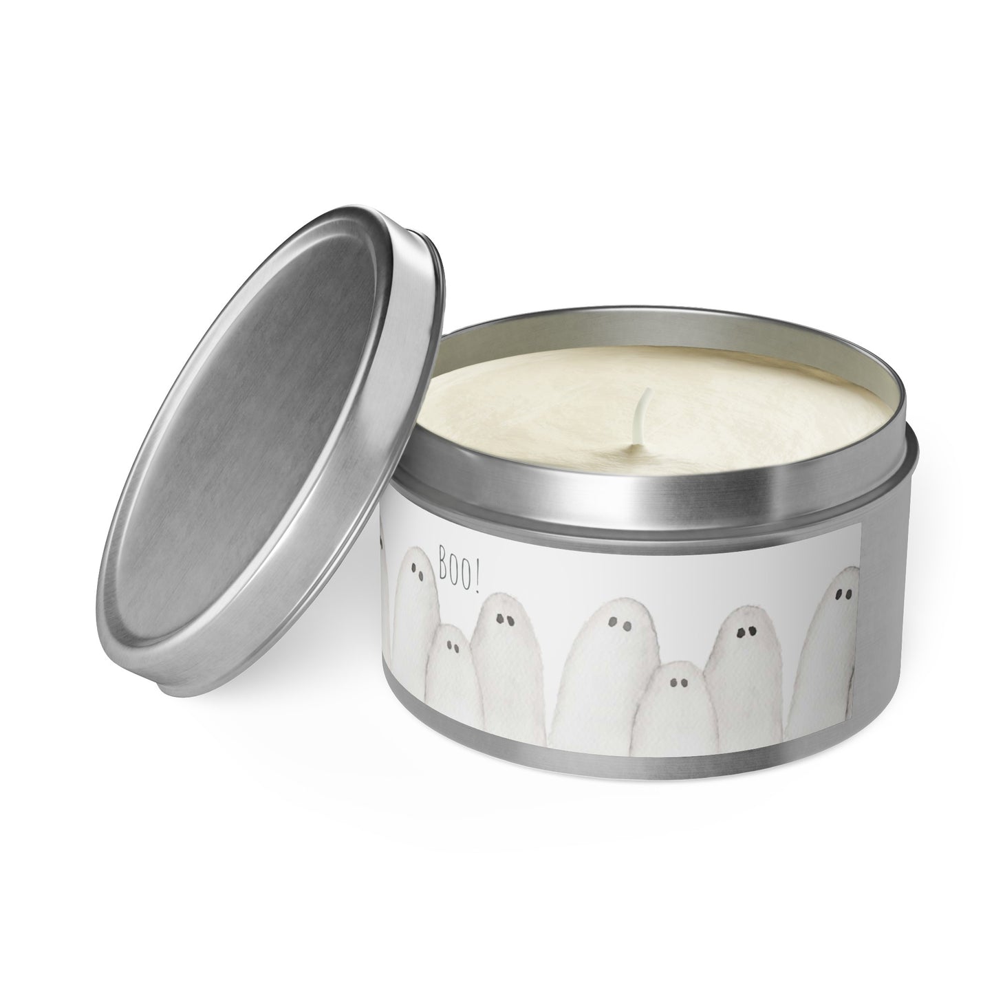 Halloween Watercolor BOO Ghosts Tin Candles