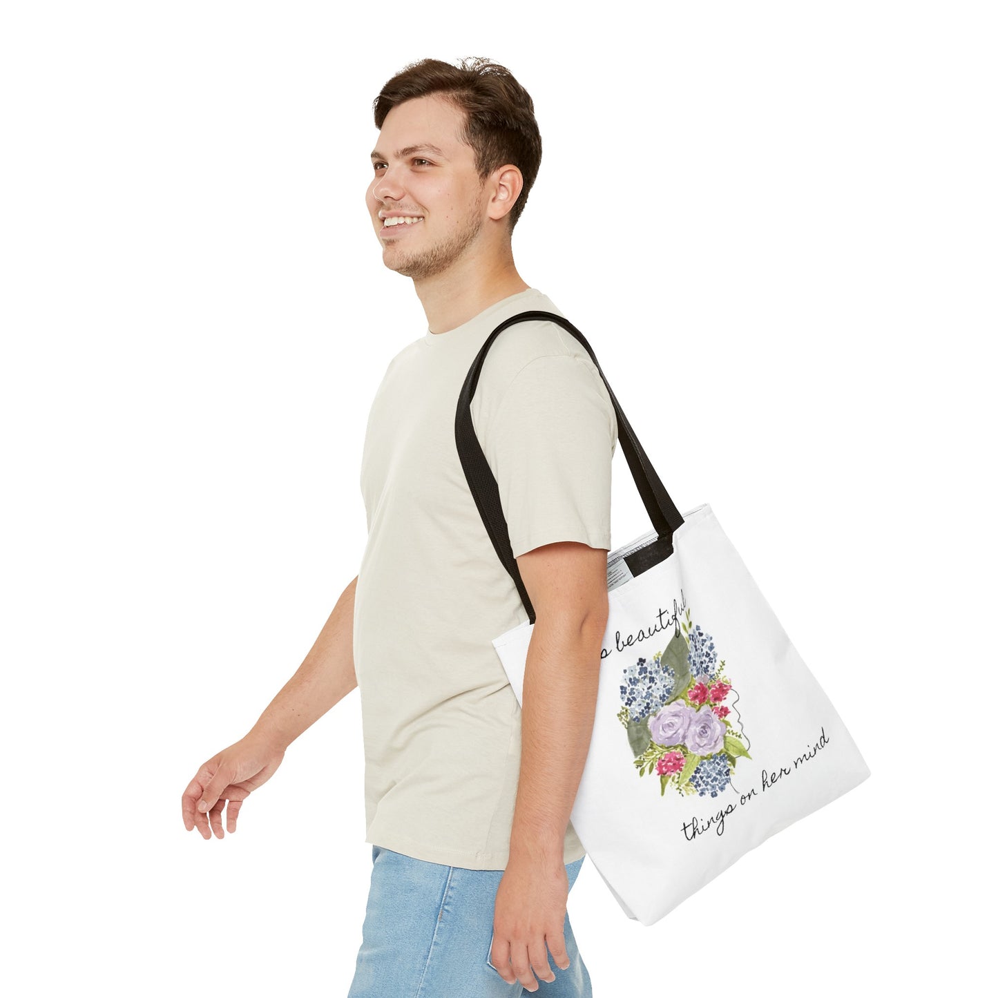 Watercolor "She Has Beautiful Things on Her Mind" Tote Bag