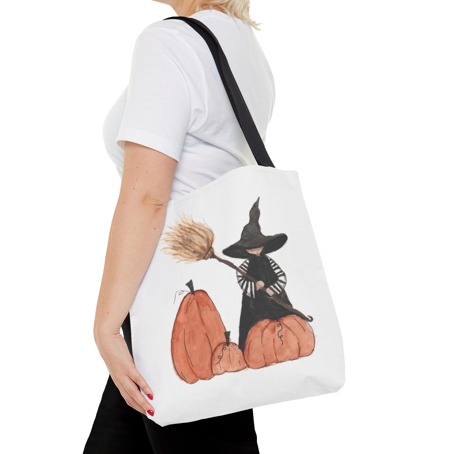 Halloween Watercolor Lil Witch Tote Bag