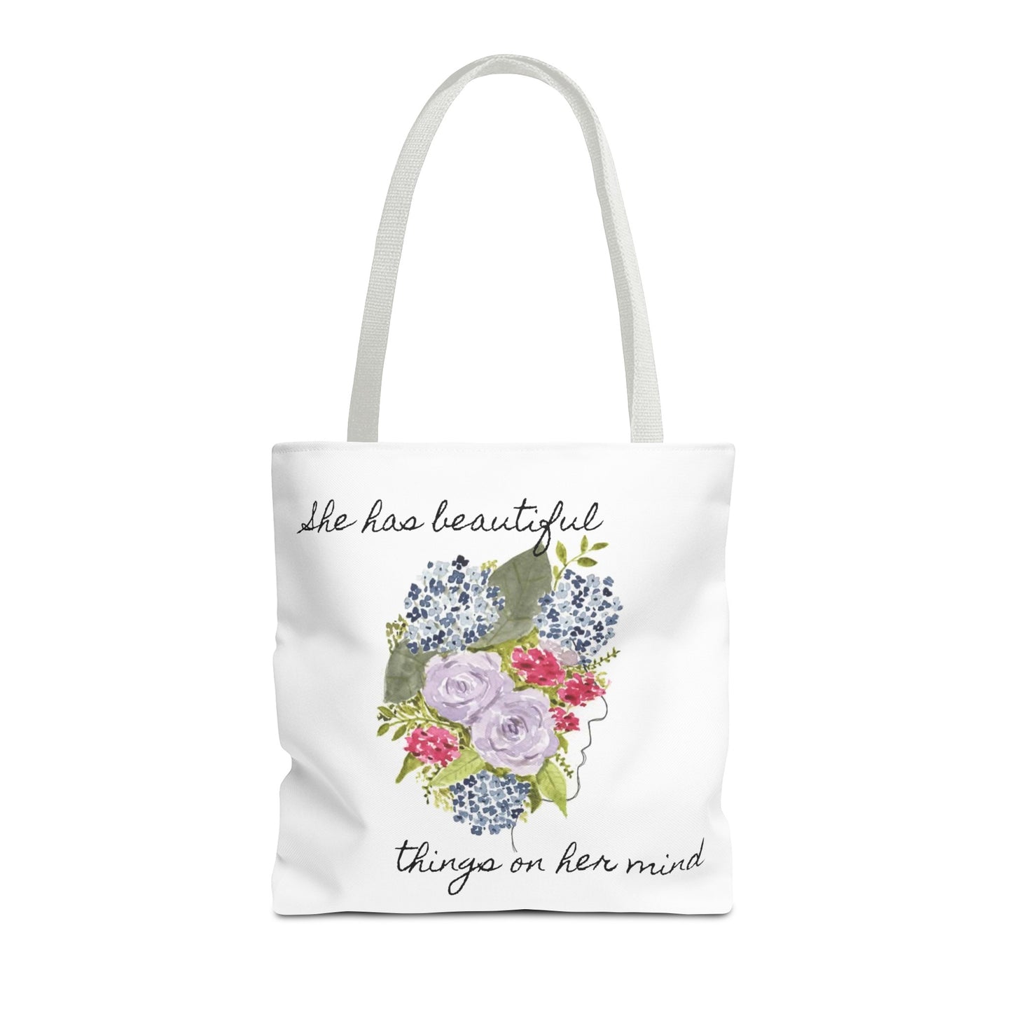 Watercolor "She Has Beautiful Things on Her Mind" Tote Bag