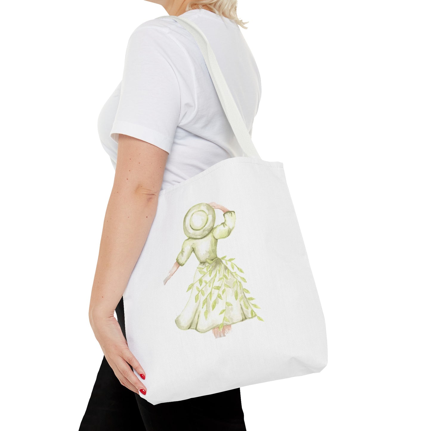 Watercolor Green Girl Tote Bag