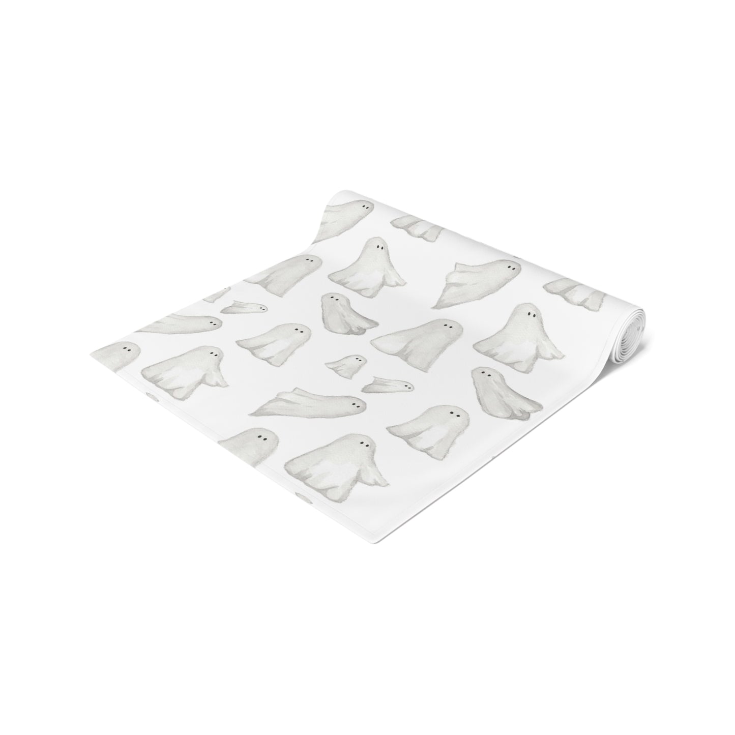 Halloween Watercolor Ghosts Table Runner (Cotton, Poly)