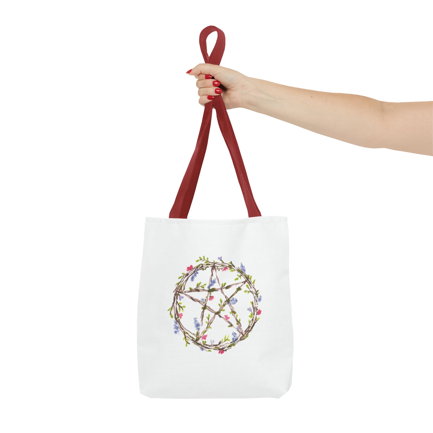 Watercolor Floral Pentacle Tote Bag