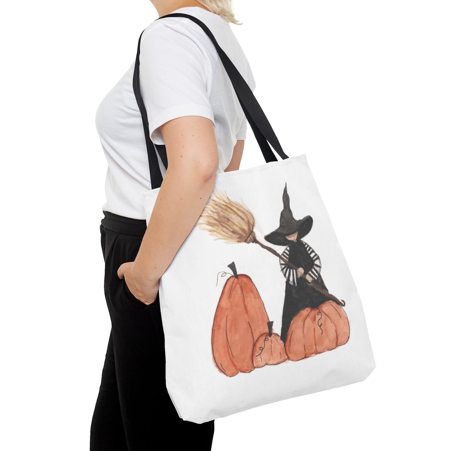 Halloween Watercolor Lil Witch Tote Bag